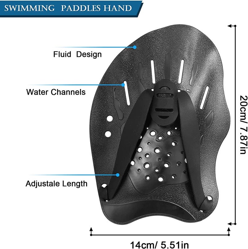 HOUSON 1 Pair Swim Paddle Hand Exercise Swim Training Paddle Adjustable Diving Training Hand Fin Flipper Flat Paddle Swimming Training Aid for Men Women Children - Image 2